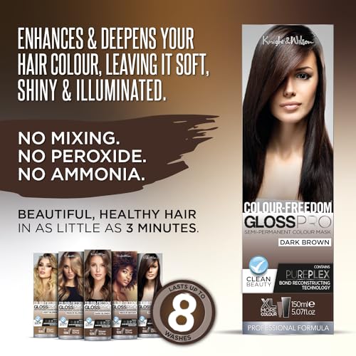 Knight & Wilson Colour Freedom Gloss Pro Dark Brown Semi-Permanent Hair Colour 150ml with PurePlex