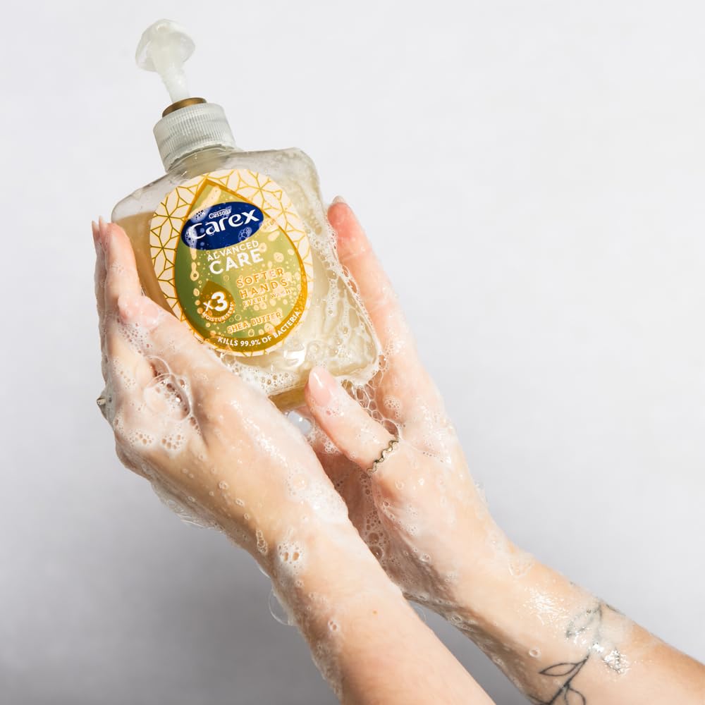 CAREX Advanced Care Shea Butter Antibacterial Hand Wash, Pack of 6 x 250ml, 3x Moisturisers 3