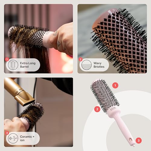 Olivia Garden Expert Blowout Speed Round Brush - Pastel Pink - Size 45 - Ceramic Coated for 25% Faster Blowouts 4