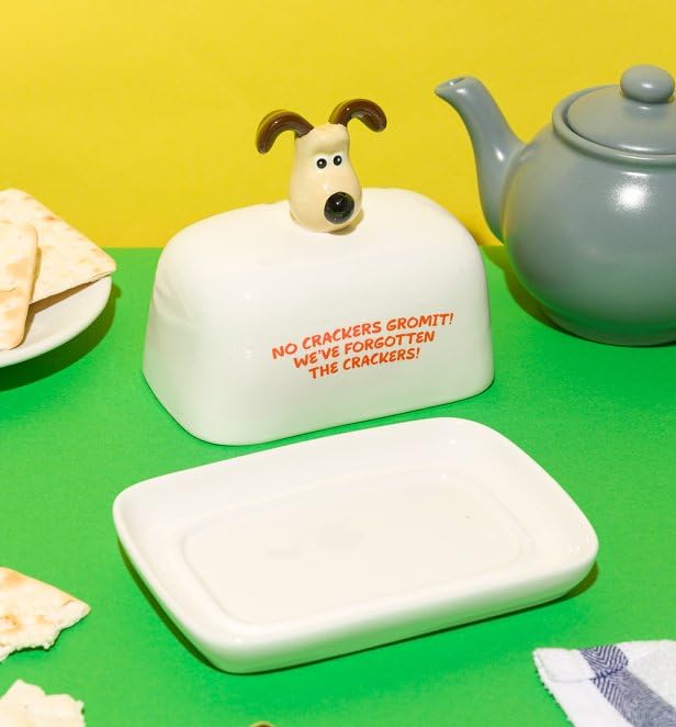 Half Moon Bay Wallace and Gromit Ceramic Butter Dish with Gromit Head Lid