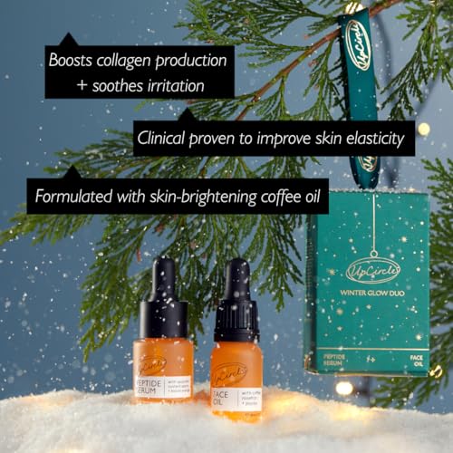 UpCircle Winter Glow Duo: Peptide Serum & Organic Face Oil Set with Niacinamide 3