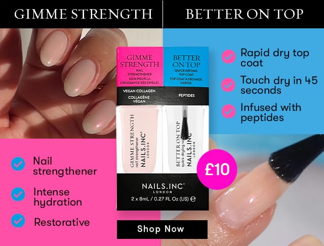 Nails.INC Mini Nail Treatment Duo: Gimme Strength Strengthener & Better On Top Top Coat