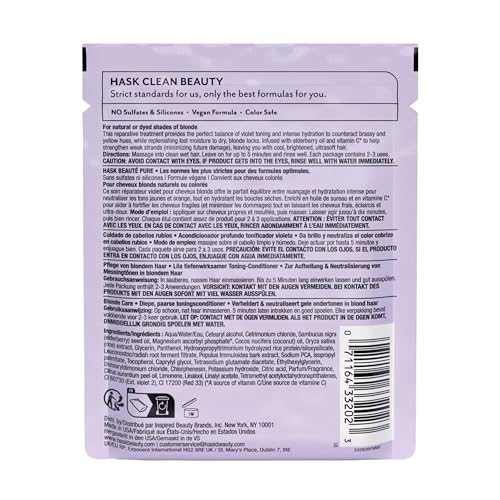 HASK Blonde Care Deep Conditioner Treatment with Elderberry Oil & Vitamin C for Brassy Tones 3