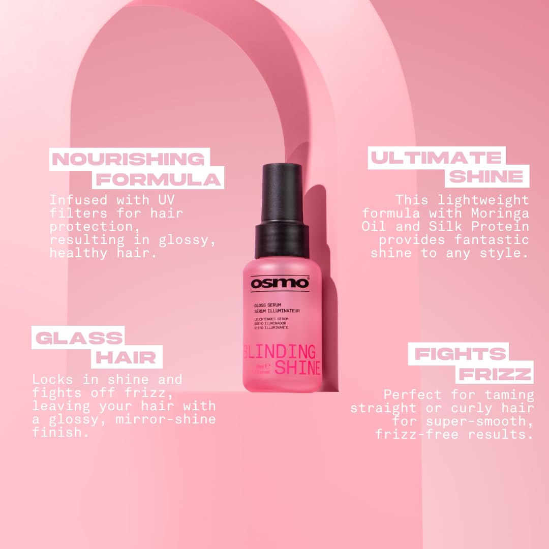 OSMO Blinding Shine Serum with Moringa Oil & Silk Protein for Frizz Control
