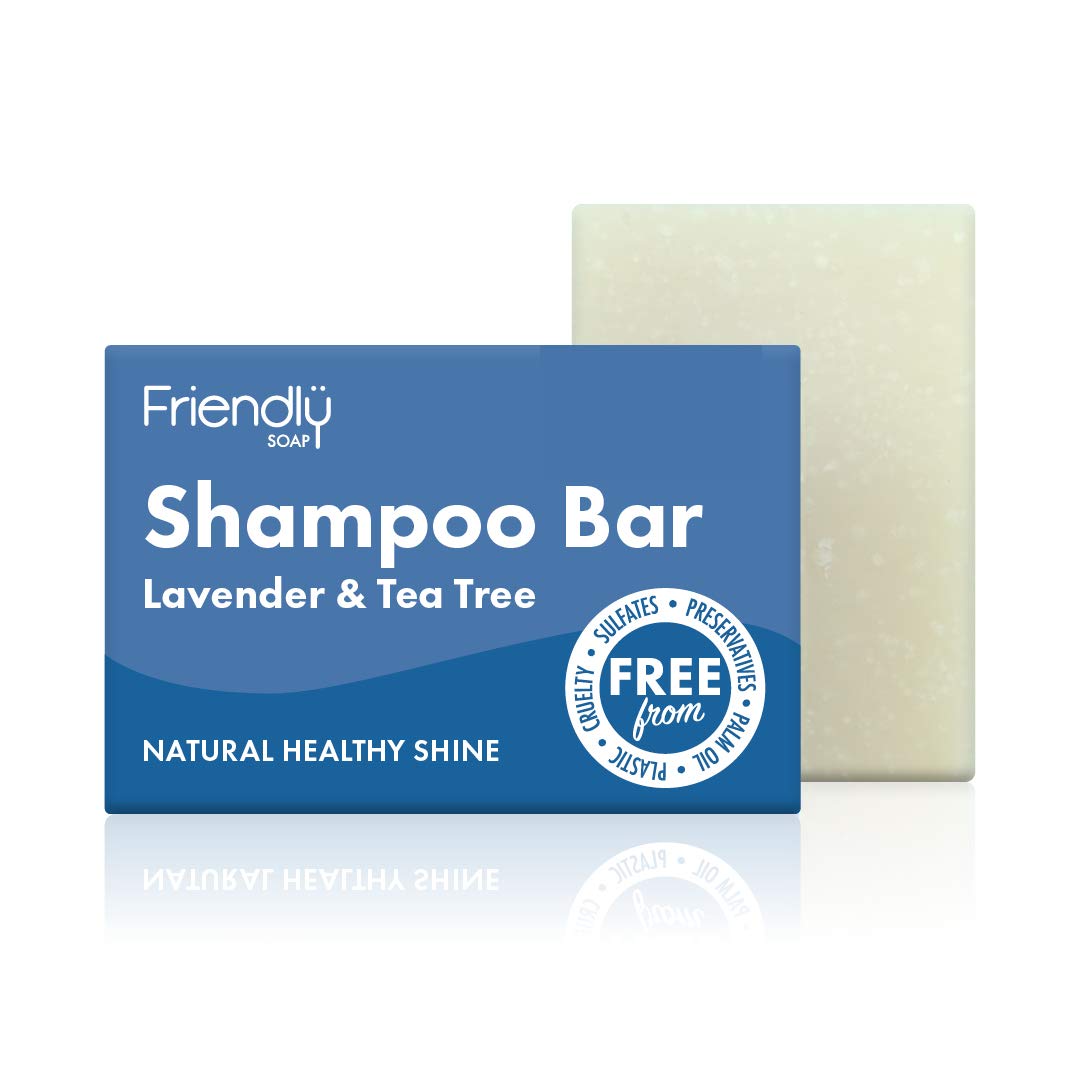 Friendly Soap Lavender & Tea Tree Shampoo Bar for All Hair Types, Plastic-Free