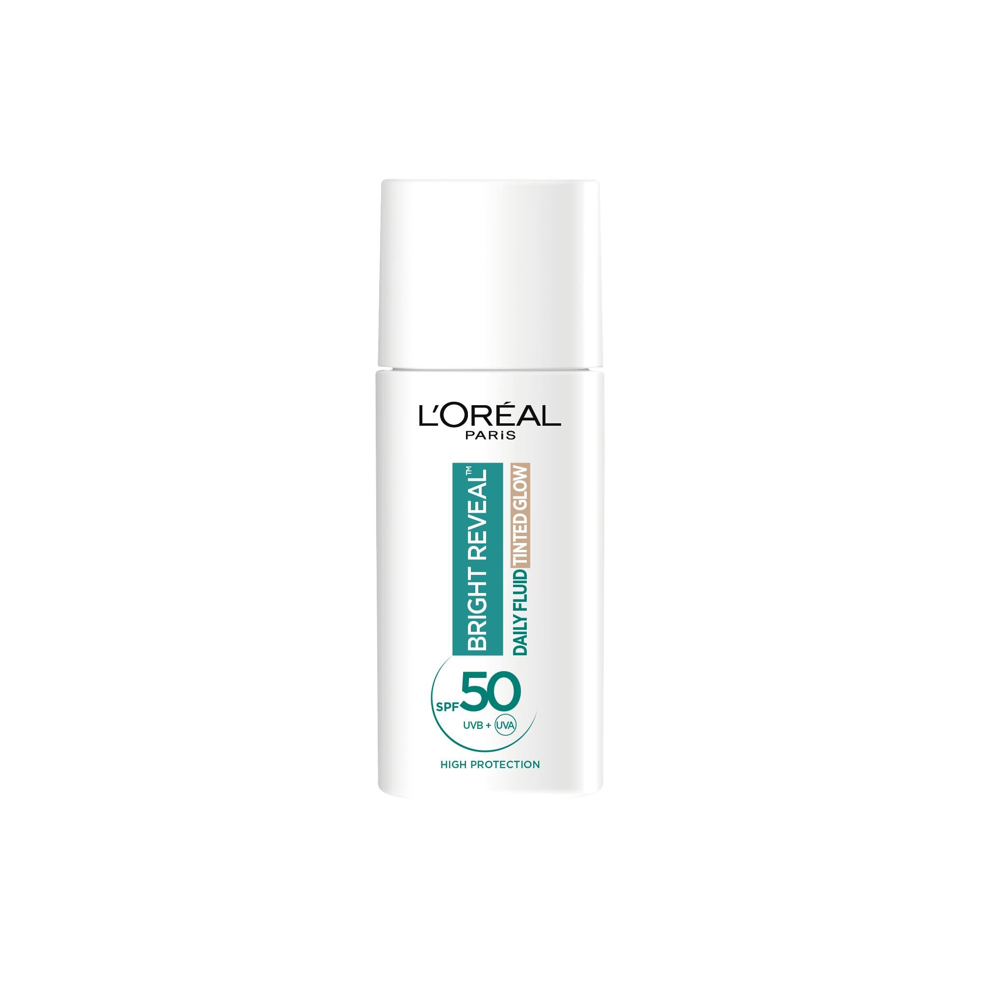L'Oréal Paris Daily Fluid Tinted Glow SPF 50+, Bronze Glow, 50ml - Dark Spot Correction & Instant Radiance