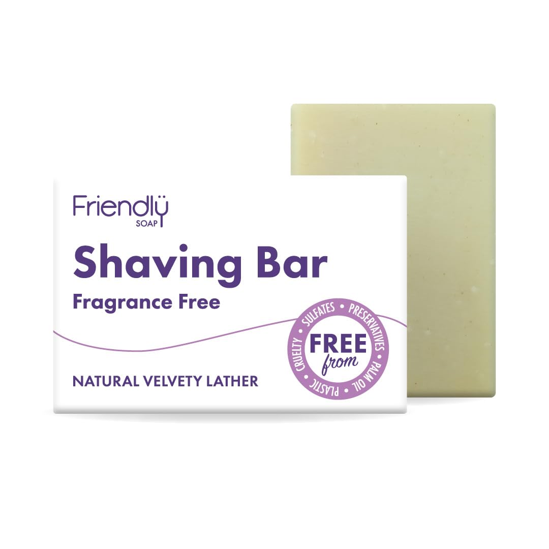 Friendly Soap Handmade Natural Fragrance-Free Shaving Soap for Sensitive Skin, 95g