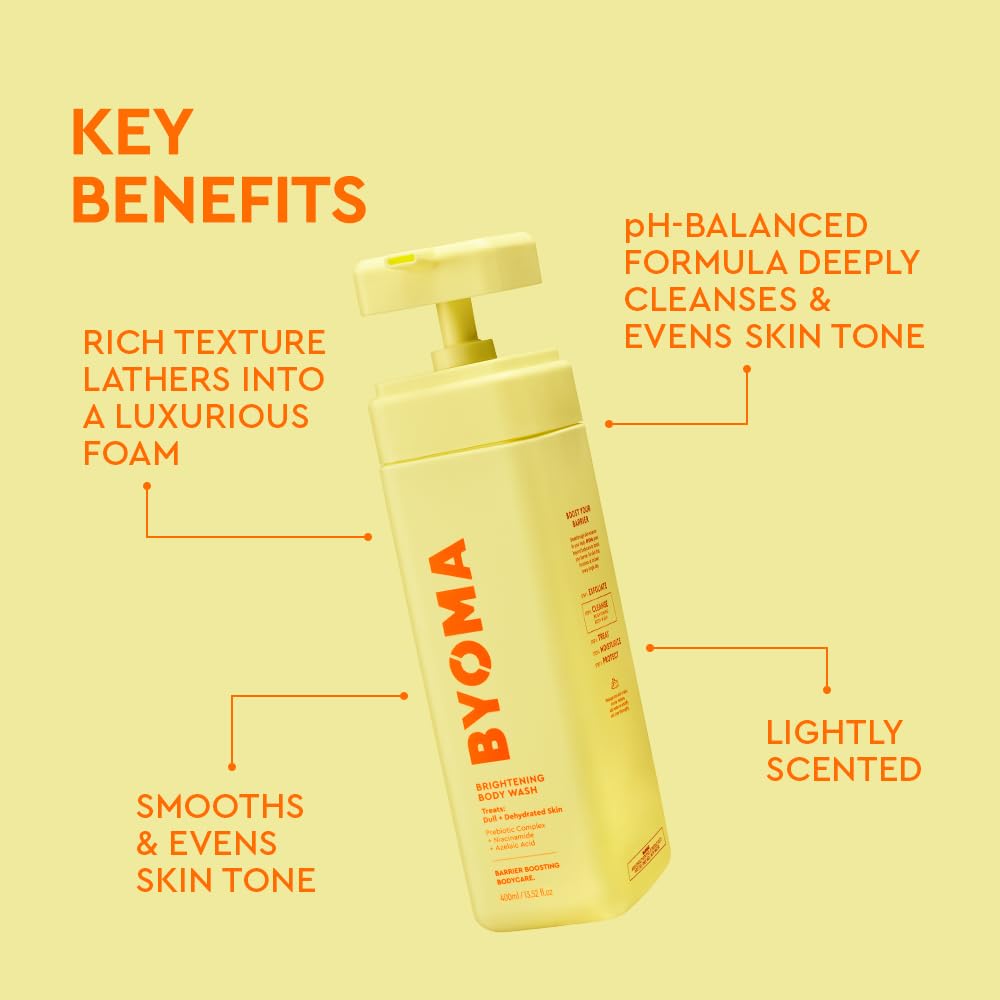 BYOMA Brightening Body Wash (400ml) Behandelt fahle und dehydrierte Haut, gleicht die Hautbarriere mit Niacinamid und Azelainsäure aus und repariert sie - hellt den Hautton auf und sorgt für einen ebenmäßigen Teint 3