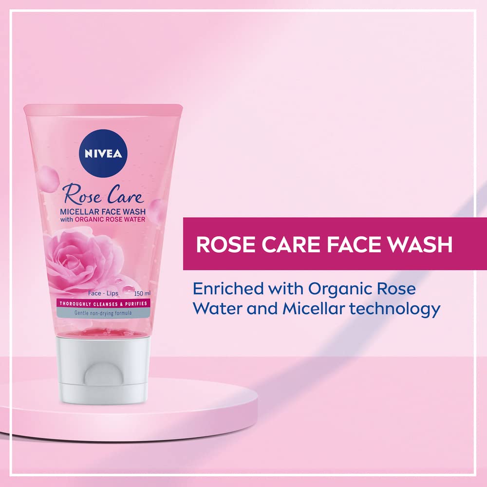 NIVEA MicellAIR Rose Micellar Water Face Wash Gel for Combination Skin (150ml)