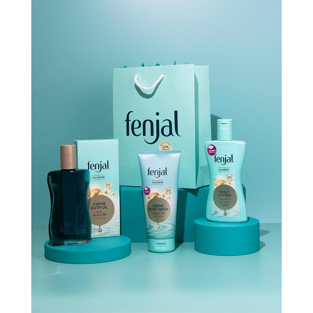 Fenjal Classic Bath & Body Relaxation Bundle with Bath Oil, Body Wash, and Lotion