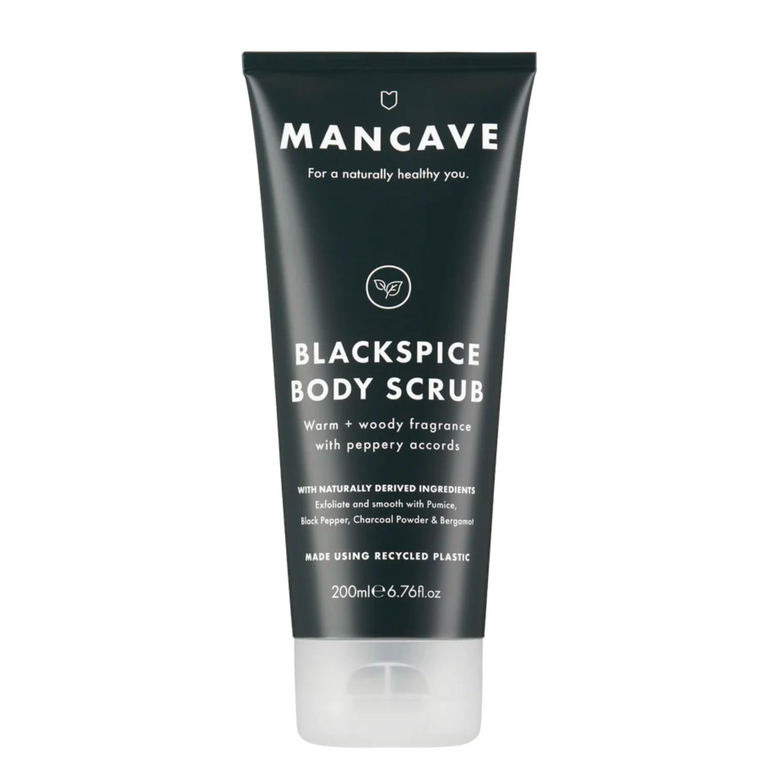 ManCave Blackspice Body Scrub for Men, 200ml - Exfoliates with Pumice & Charcoal