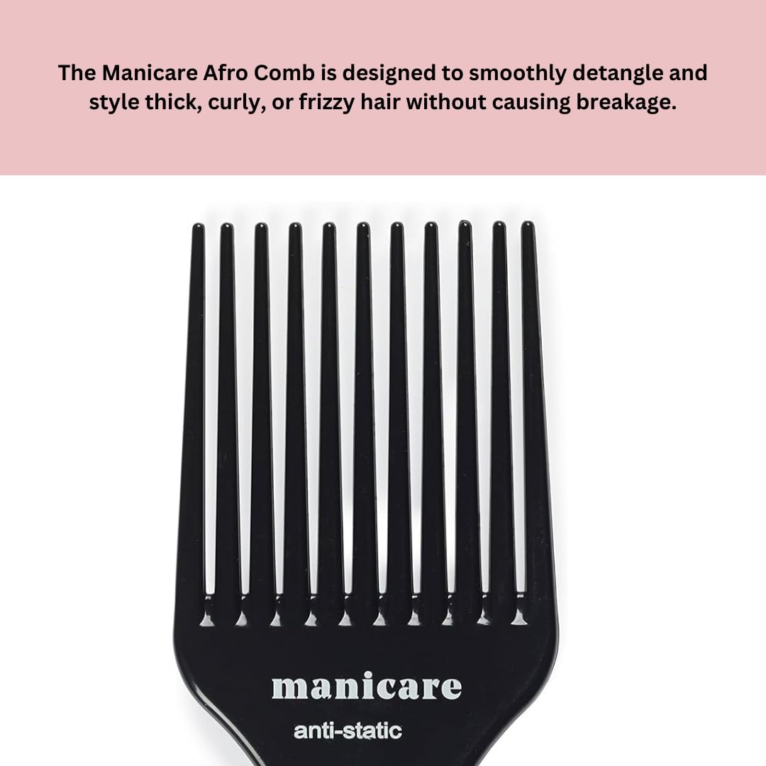 Manicare Professional Anti-Static Afro Comb for Detangling and Styling Thick, Curly Hair 3