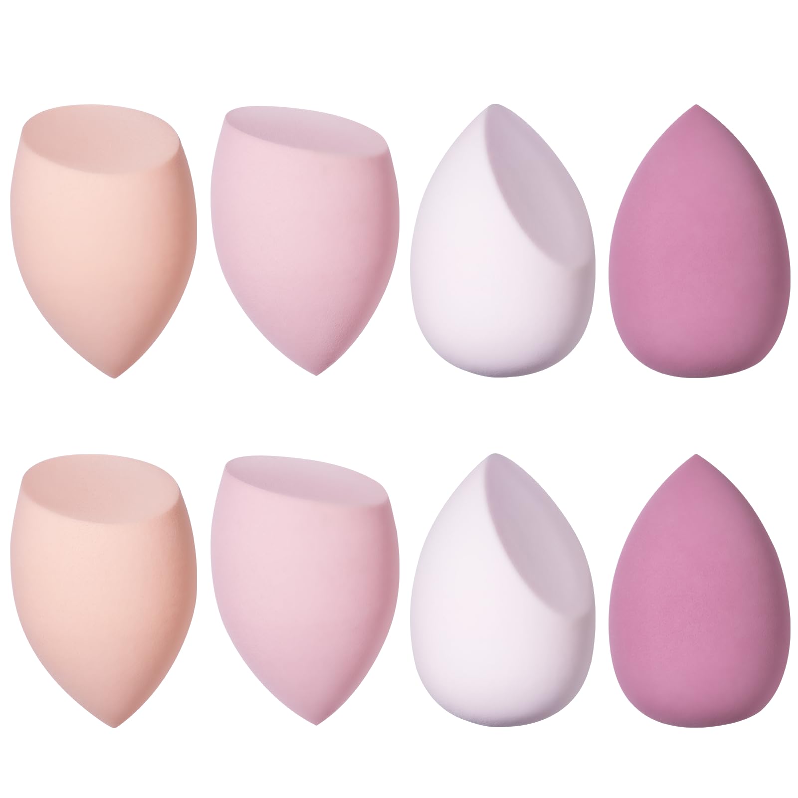 Carehabi 8 Piece Makeup Sponge Set for Foundations, Powders, and Liquids - 3 Shapes