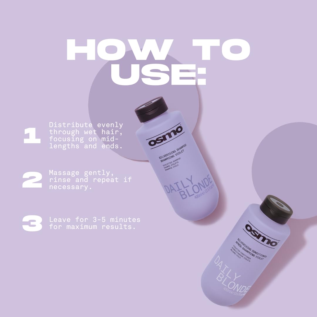 OSMO Daily Blonde Silverising Purple Conditioner for Grey, Bleached & Superlightened Hair 4