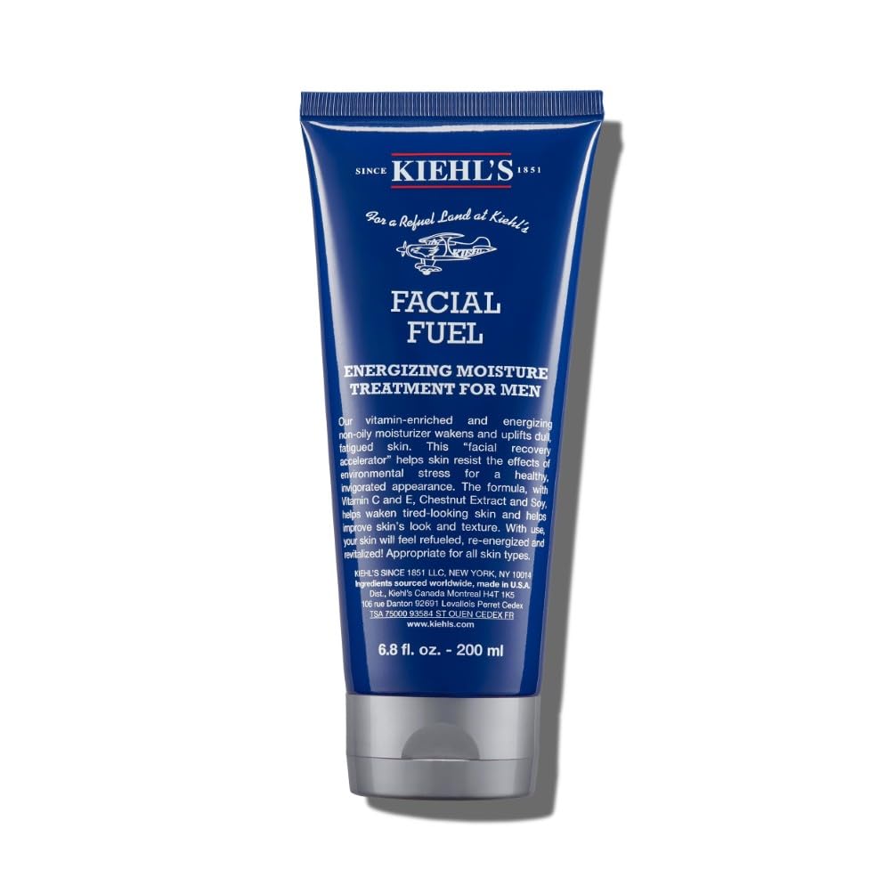 Kiehl's Facial Fuel Feuchtigkeitscreme für Männer, vitaminreiche, nicht fettende Gesichtscreme, belebt und revitalisiert fahle Haut mit Koffein, Vitamin C und E, 200 ml