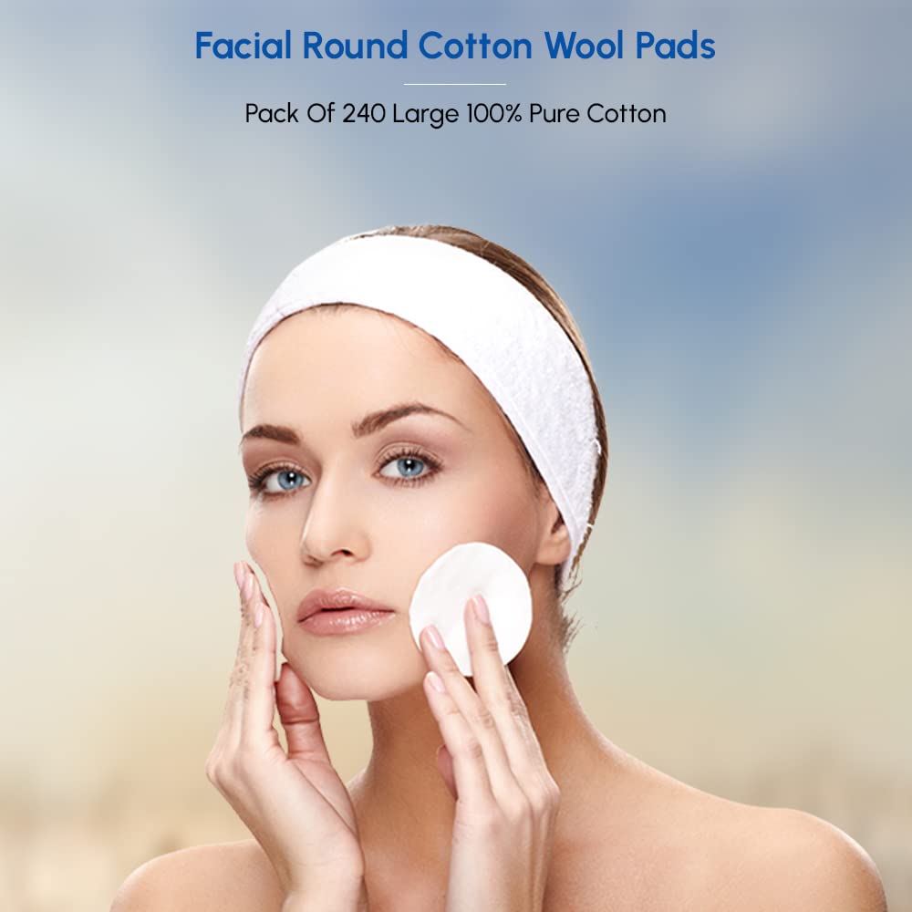 1ABOVE 240-Pack Round Cotton Wool Pads: 100% Pure Cotton for Gentle Facial Cleansing & Makeup Removal 3