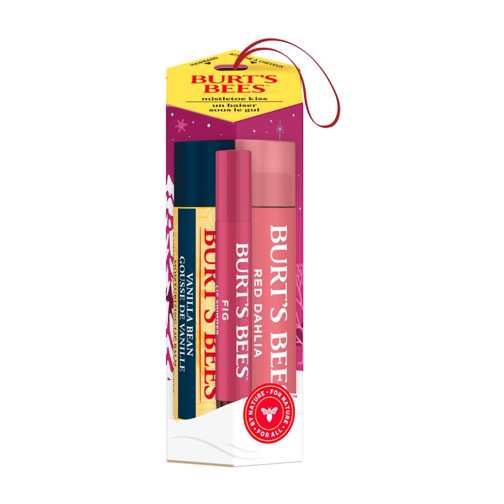 Burt's Bees Mistletoe Kiss Gift Set: Moisturising, Tinted Lip Balm & Lip Shimmer