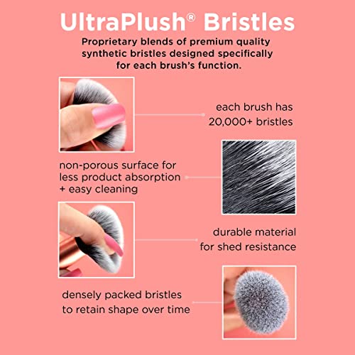 Real Techniques Glow Rundpinsel für flüssiges und cremiges Make-up, flacher Foundationpinsel zum Verblenden und Auftragen von deckenden Produkten, dichte Synthetikborsten, vegan und tierversuchsfrei, 1 Stück 10