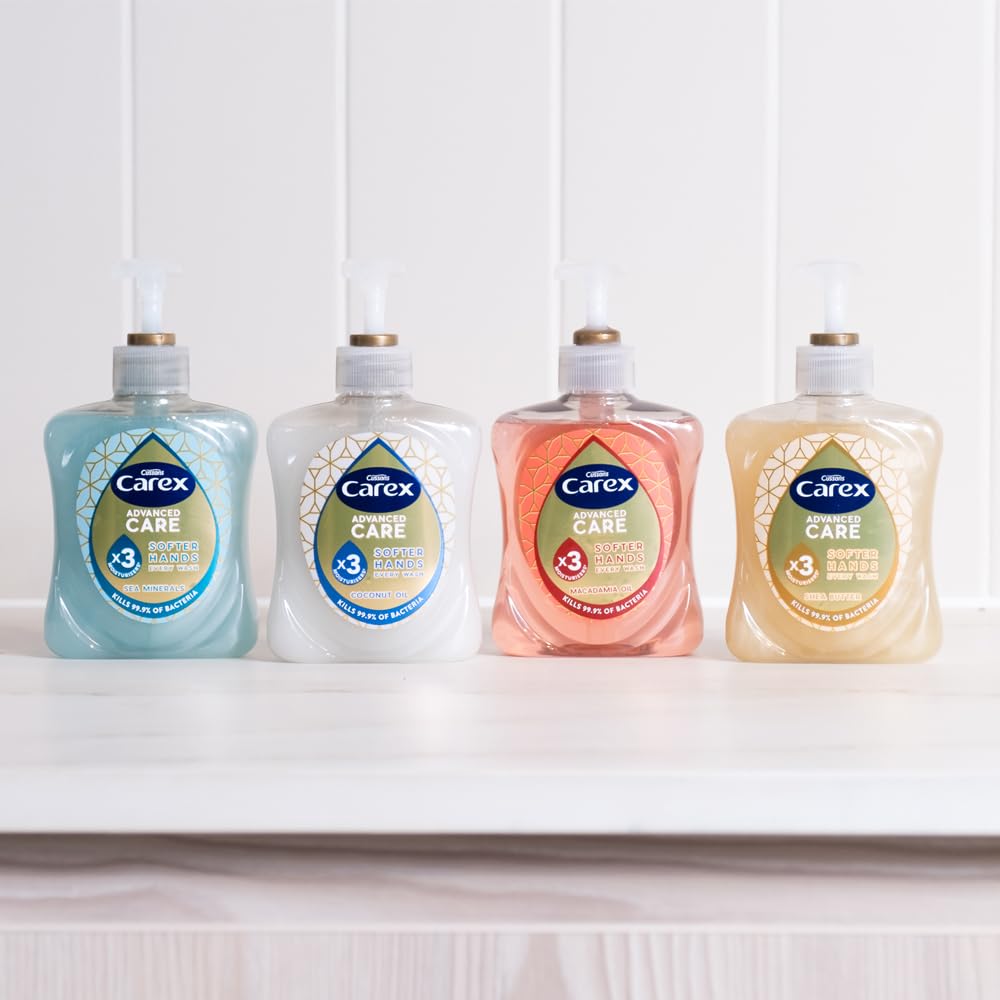 Carex Advanced Care Feuchtigkeitsspendende, antibakterielle Handseife, 3x mehr Feuchtigkeitsspender, reinigt und schützt die Hände, Großpackung, 6 x 250 ml 5