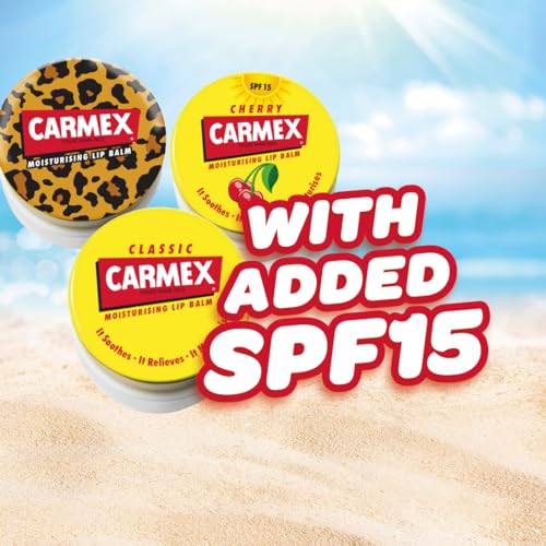 Carmex Lip Balm Pot Trio Pack: Cherry, Classic & Wild with SPF 15 3