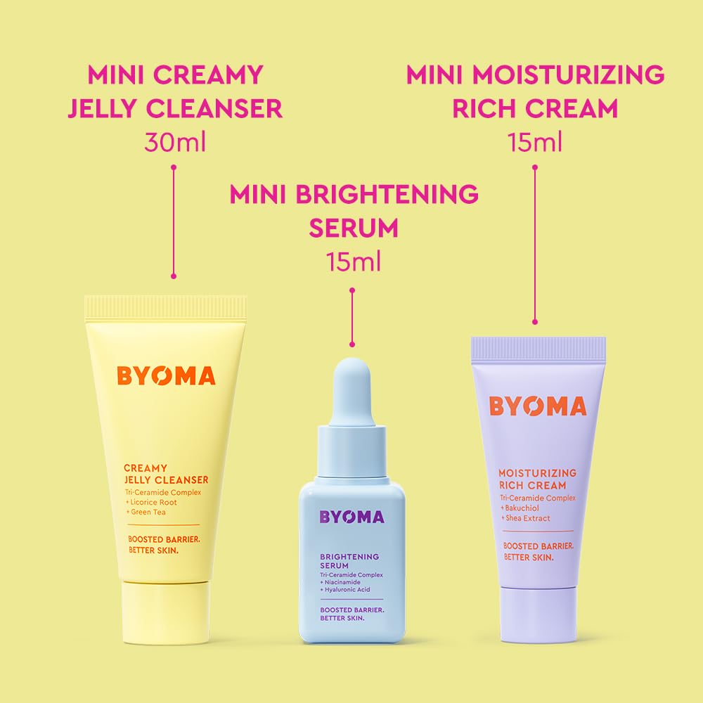 BYOMA So Bright Set: 3-Step Barrier Repair Skincare for Brighter, Bouncy Skin