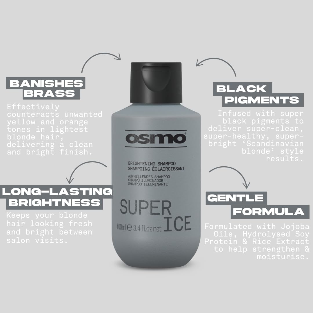 OSMO Super Ice Black Pigment Shampoo for Brightening Blonde Hair | Toning & Neutralizing