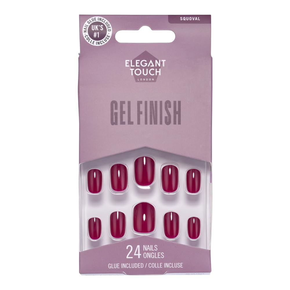 Elegant Touch Core Colour False Nails - Berry Blast Gloss Finish Squoval Shape