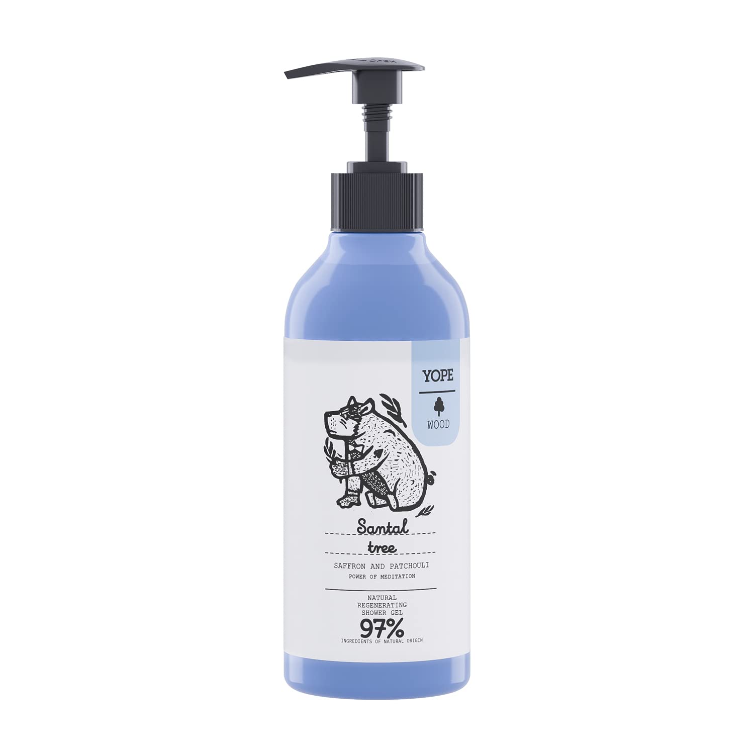 YOPE WOOD Natural Shower Gel with Saffron, Patchouli, Cardamom & Sandalwood