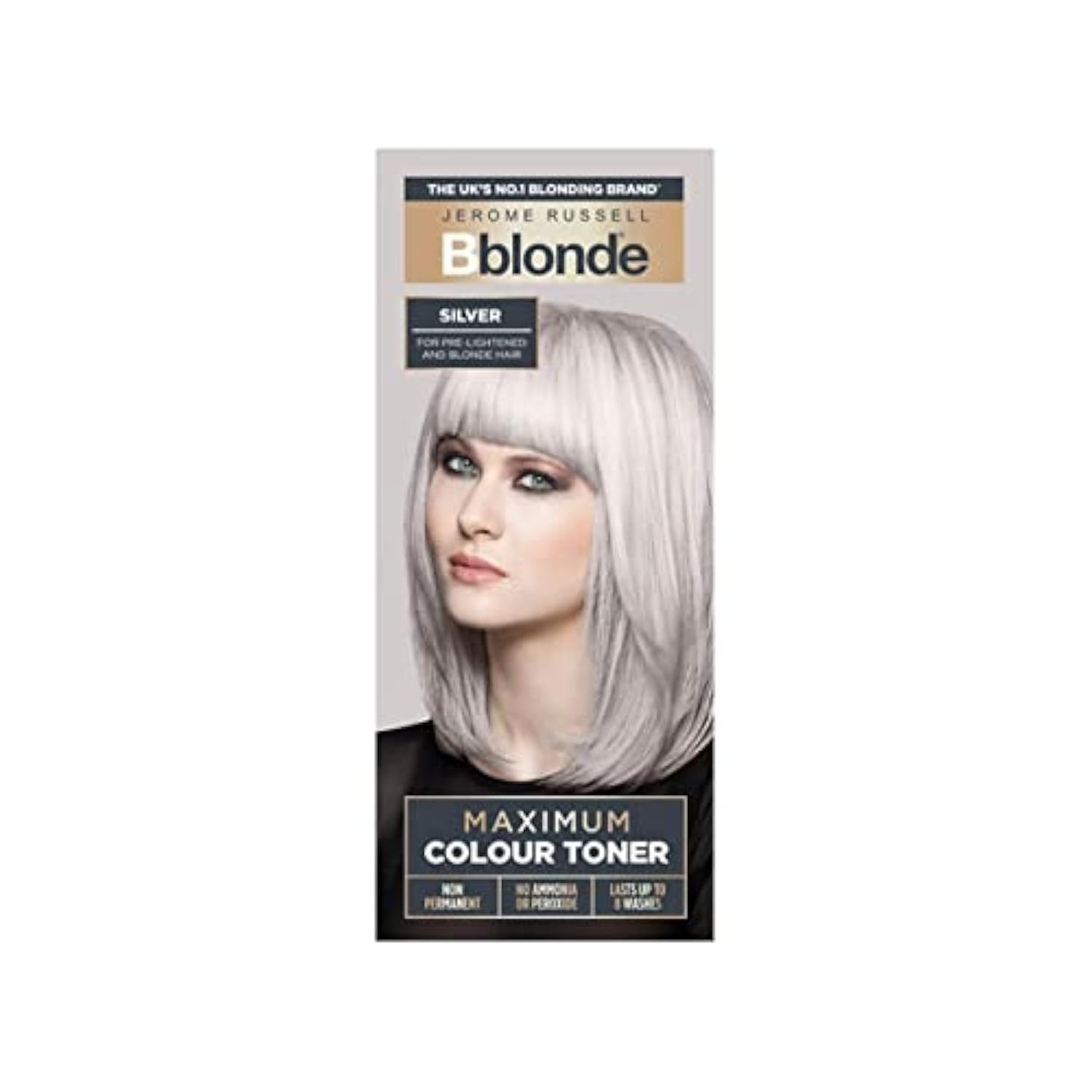 Jerome Russell Bblonde Maximum Colour Silver Toner - Non Permanent Hair Dye for Pre Lightened Hair, 75ml