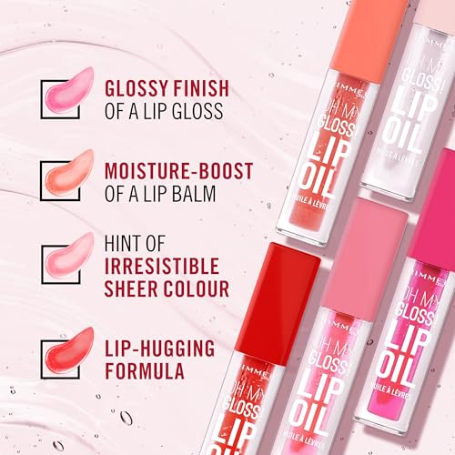 Rimmel Oh My Gloss! Lip Oil 001 Pink Flush: Juicy Shine, Hydration & Natural Plumping with Vitamin E 3