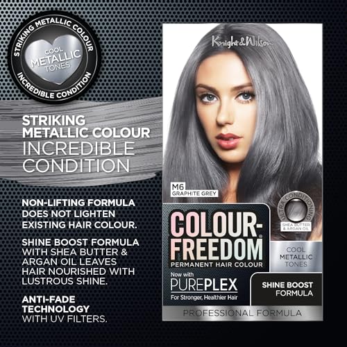 Knight & Wilson Colour Freedom Permanent Hair Dye - Metallic Graphite Grey with PurePlex 3