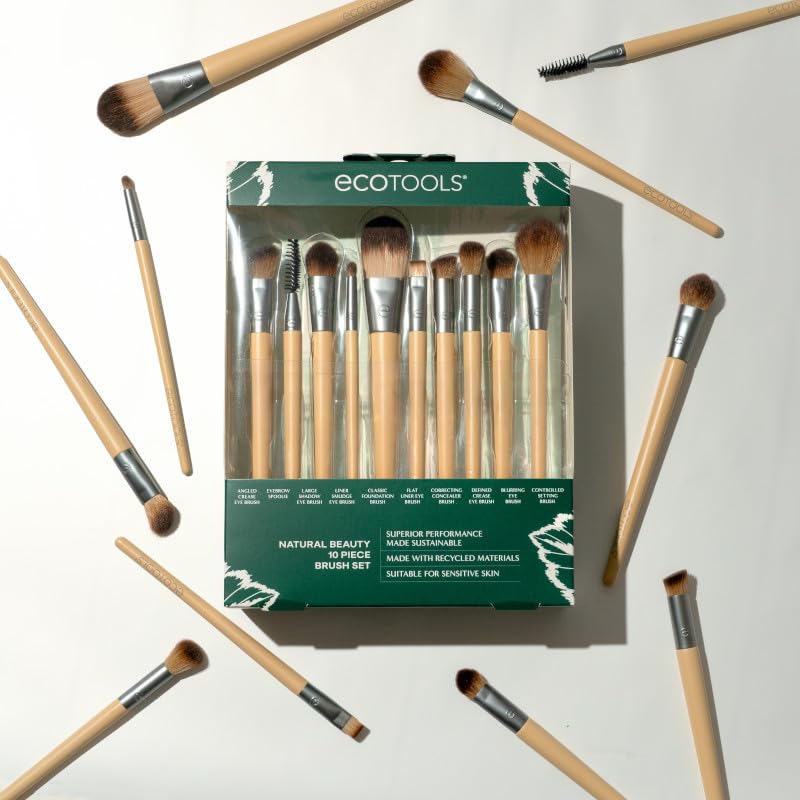 EcoTools Natural Beauty 10 Piece Vegan Makeup Brush Set for Full Face Application 4