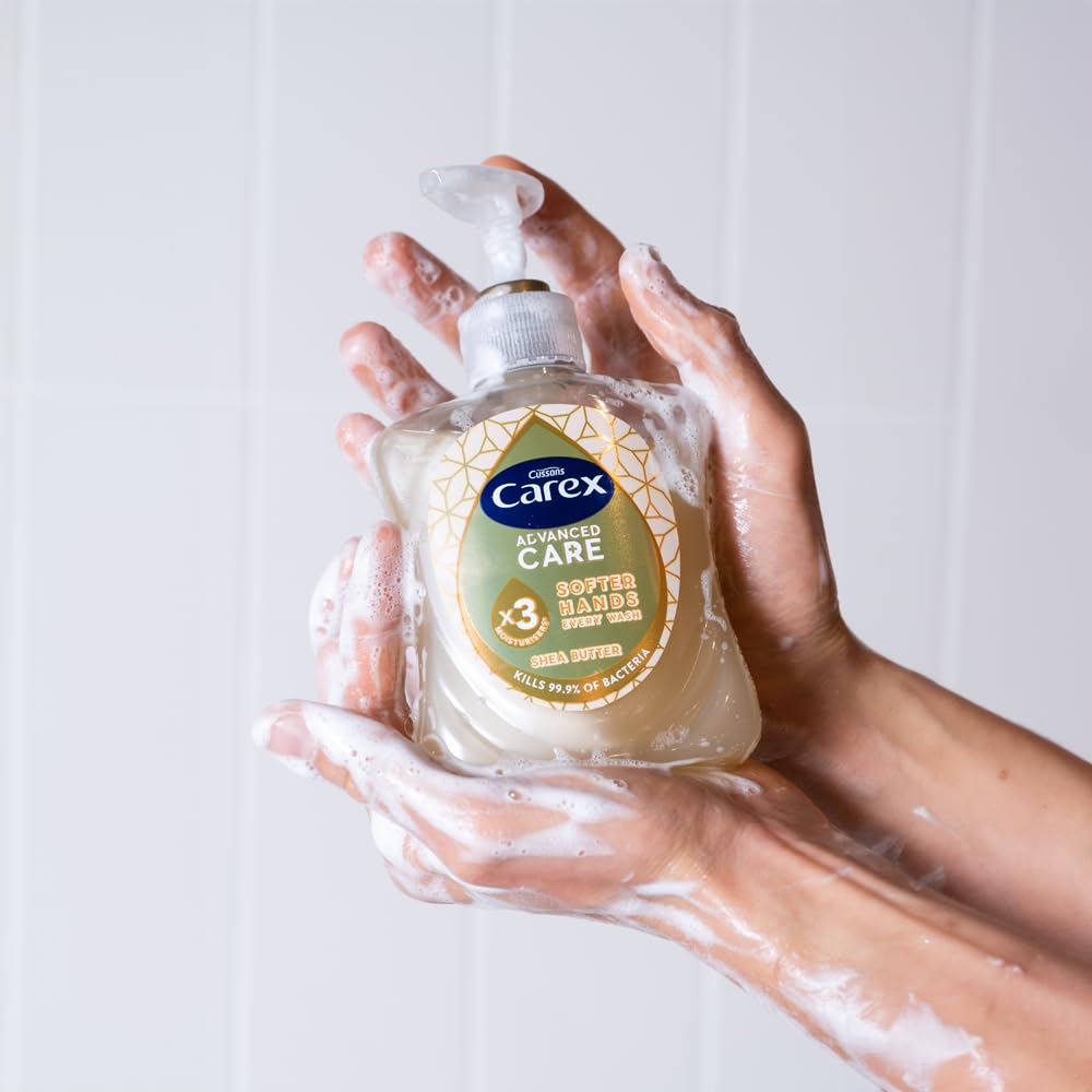 CAREX Advanced Care Shea Butter Antibacterial Hand Wash, Pack of 6 x 250ml, 3x Moisturisers 4