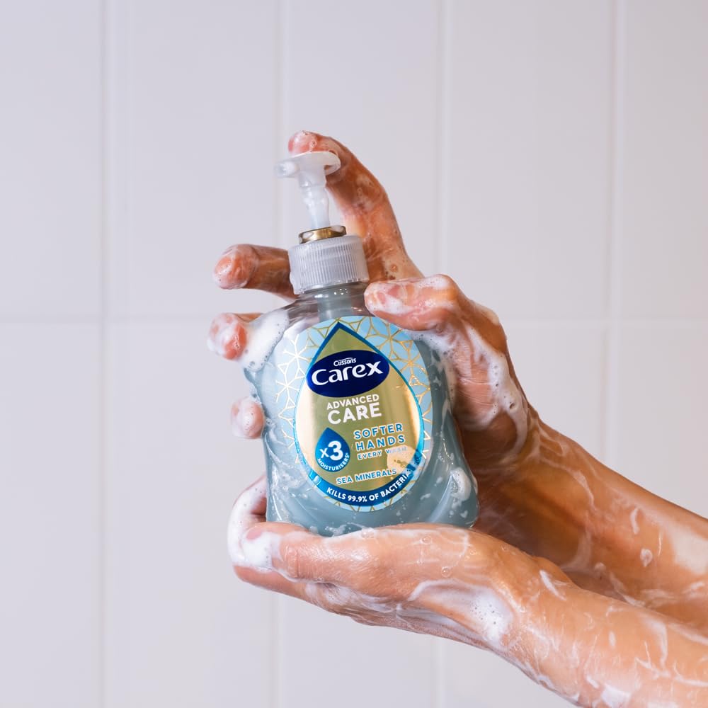 Carex Advanced Care Antibakterielle Handseife mit Meeresmineralien, 3x mehr Feuchtigkeitsspender, reinigt und schützt die Hände, Großpackung, 6 x 250 ml 4
