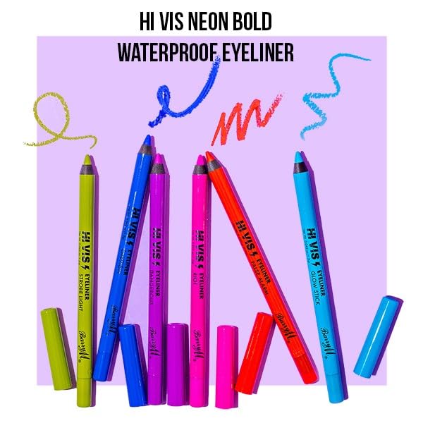 Barry M Cosmetics Hi Vis Bold Waterproof Eyeliner, False Alarm, Vivid Neon Color 3