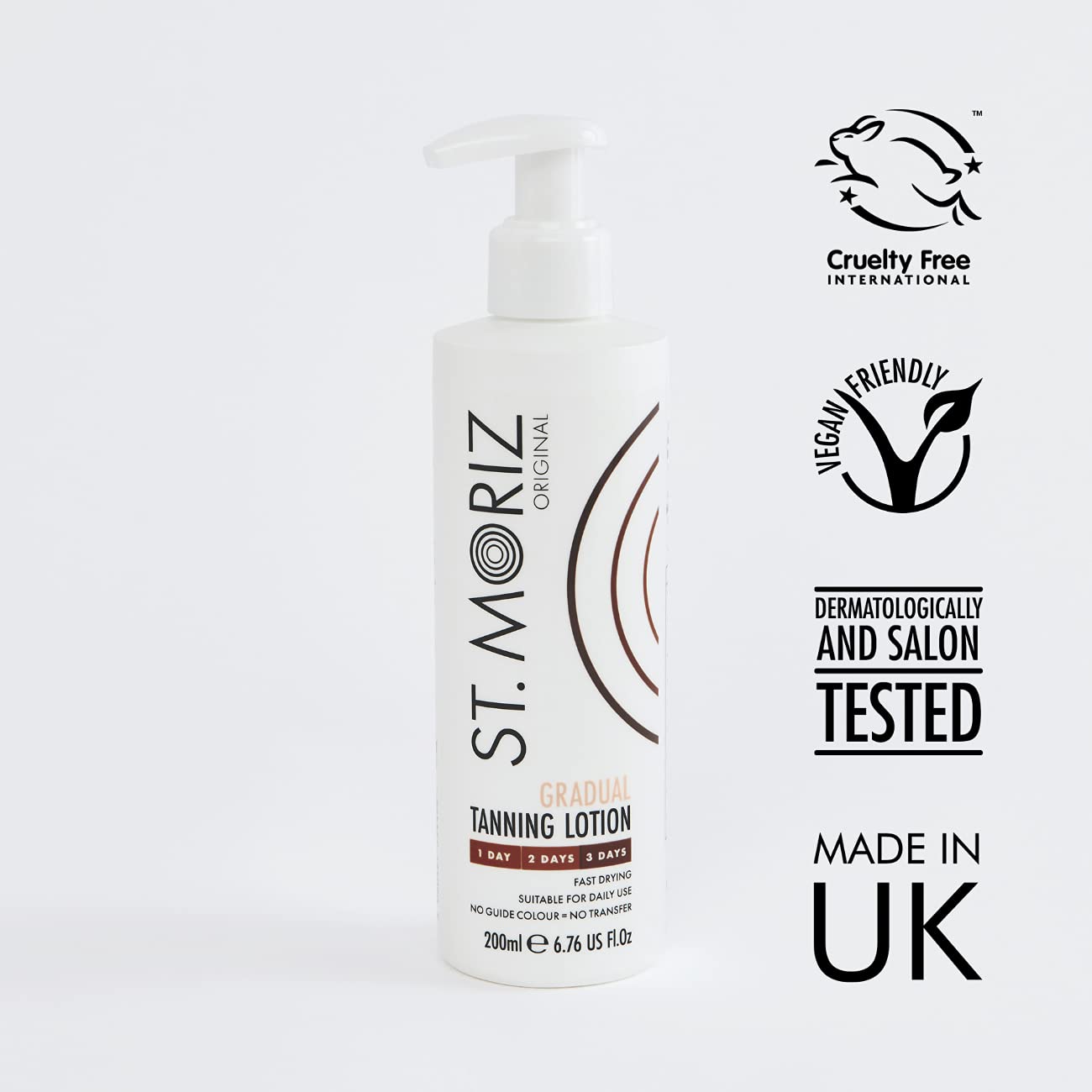 St. Moriz Professional Gradual Tanning Lotion with Pump, 200ml - Aloe Vera & Vitamin E 3