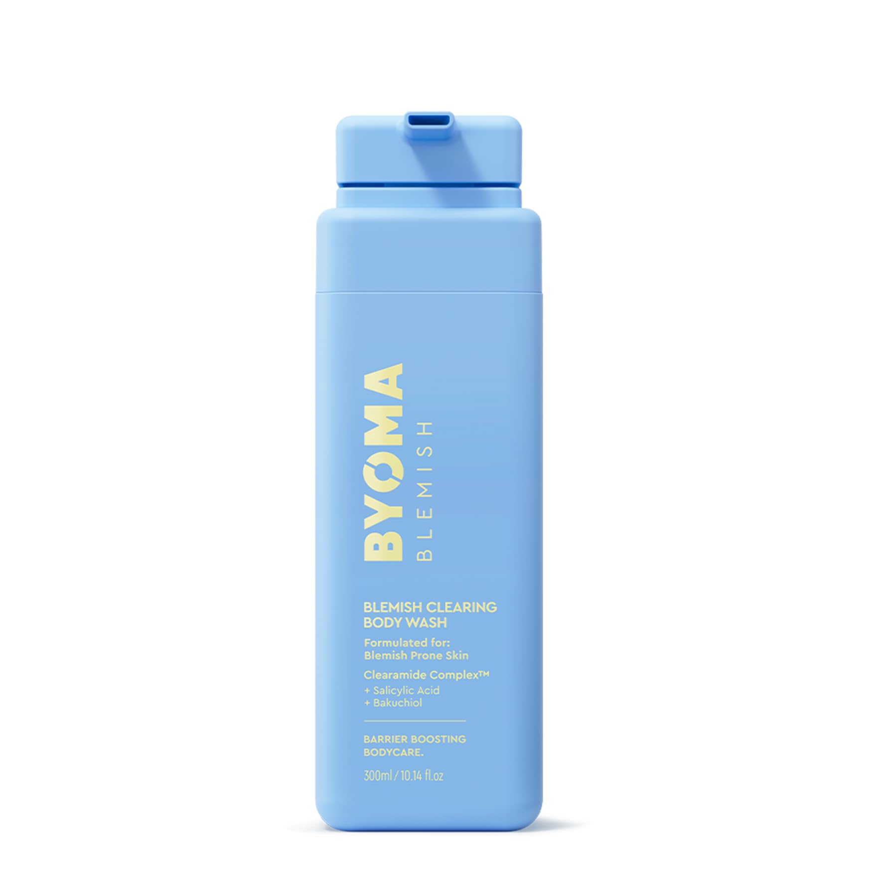 BYOMA Blemish Clearing Body Wash (300 ml) beruhigt, spendet Feuchtigkeit und reduziert Pickelmale. Sanftes Peeling mit Salicylsäure für glatte, gesunde Haut.