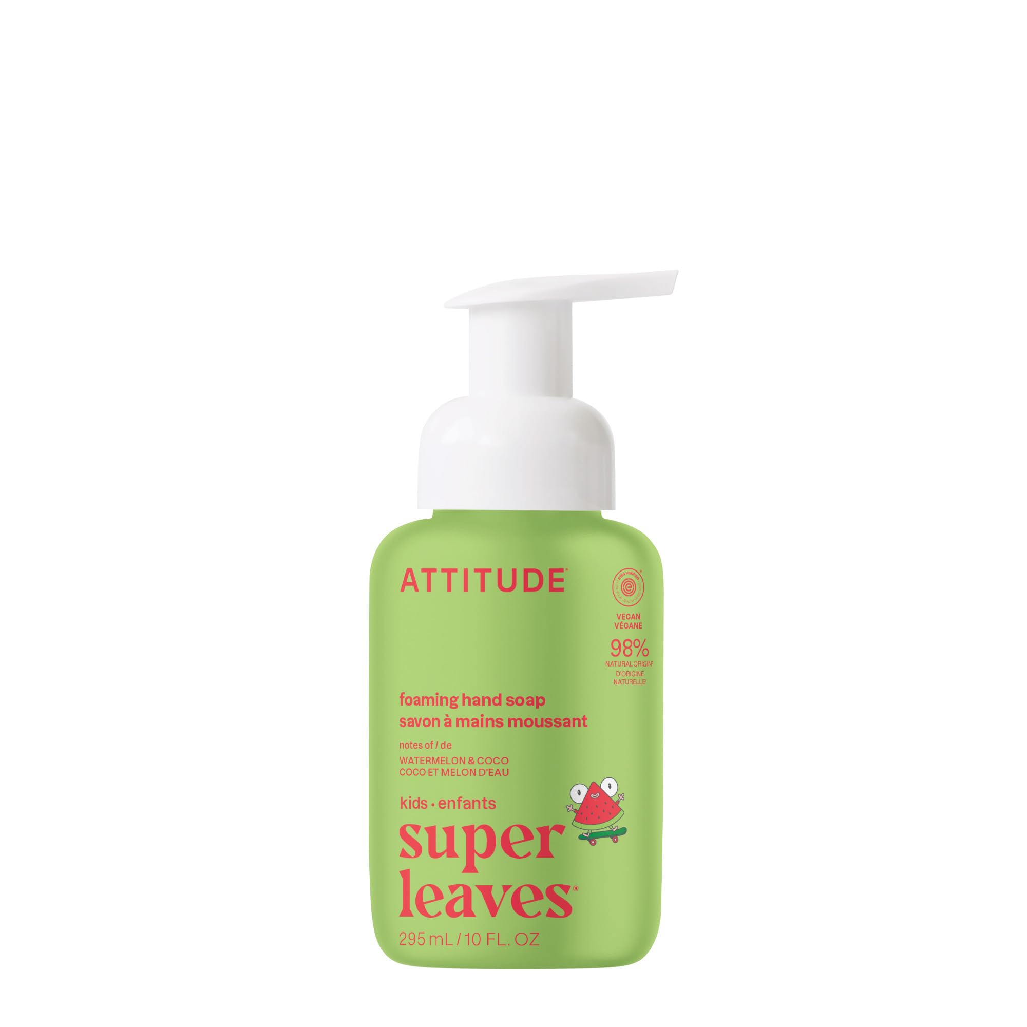 ATTITUDE Kids Foaming Hand Soap, EWG Verified, Watermelon & Coco, 295 mL