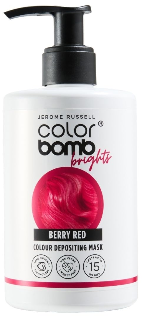 Jerome Russell Colour Bomb Brights – Beerenrote Farbauffrischende Haarmaske – Pflegende, semi-permanente Farb- und Glanzbehandlung – Vegan, tierversuchsfrei, 300 ml