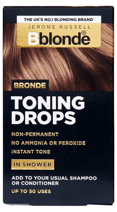 Jerome Russell Bblonde Bronde Toning Drops – Nicht-permanenter Haar-Toner, frischt die Bronde-Haarfarbe auf und erhält sie, Tropfen mit Shampoo oder Spülung unter der Dusche hinzufügen, 50 Anwendungen