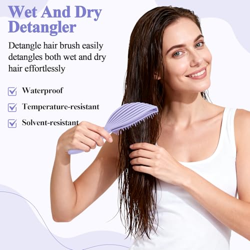 Euqvunn Flexible Purple Detangle Hair Brush for Wet & Dry Hair