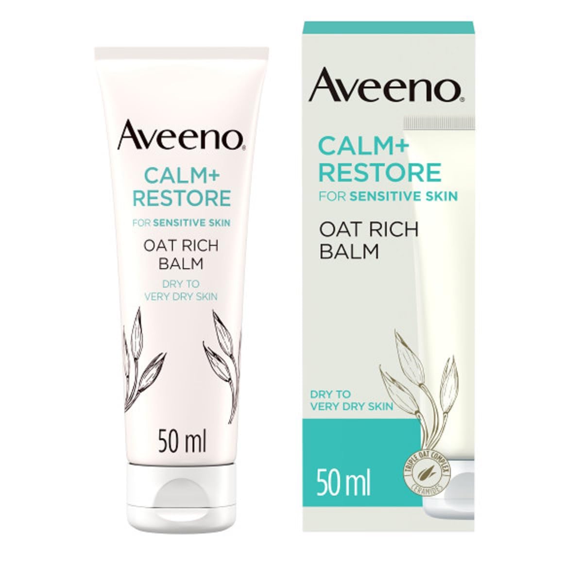 Aveeno Face Calm+Restore Reichhaltiger Hafer-Feuchtigkeitsbalsam (1 x 50 ml), 24-Stunden-Feuchtigkeitspflege