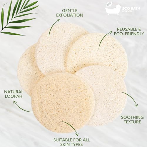 Eco Bath London Natural Loofah Facial Pads for Gentle Exfoliation and Deep Cleansing 3