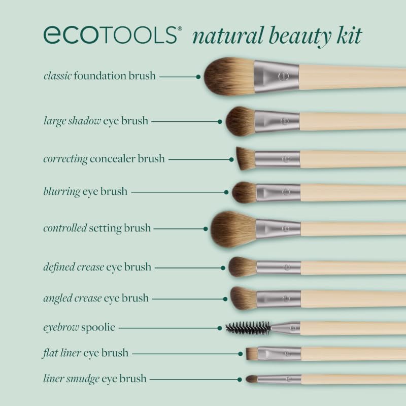 EcoTools Natural Beauty 10 Piece Vegan Makeup Brush Set for Full Face Application 6