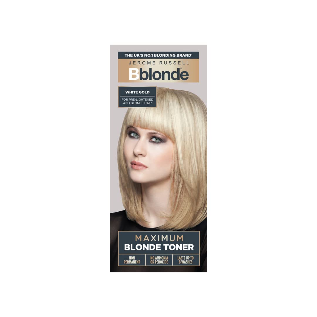 Jerome Russell Bblonde White Gold Maximum Blonde Toner – Non-Permanent, Ammonia & Peroxide Free, Lasts 8 Washes