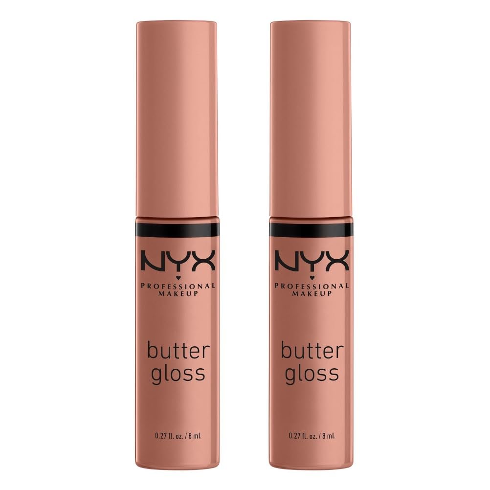 NYX Professional Makeup Butter Gloss Duo Pack - Madeleine & Madeleine Shades, Non-Sticky Lip Gloss
