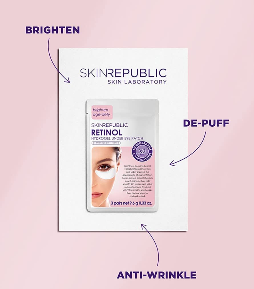 Skin Republic Retinol Hydrogel Under Eye Patches (3 Pairs) | Reduces Wrinkles, Dark Circles & Puffiness 5