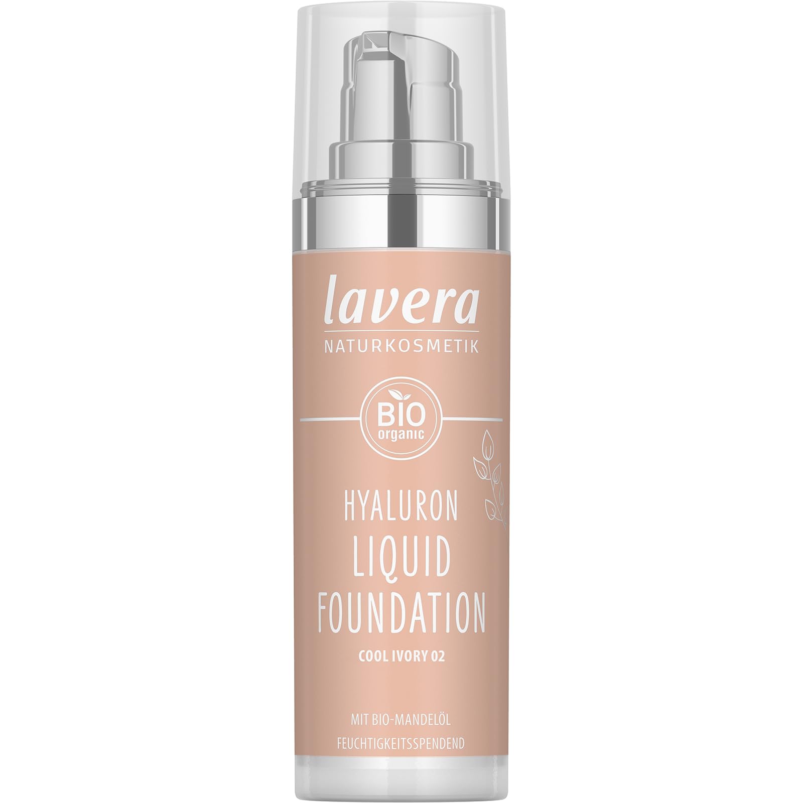 lavera Hyaluron Liquid Foundation - Cool Ivory 02 - Vegan, Silky Texture with Hyaluronic Acid
