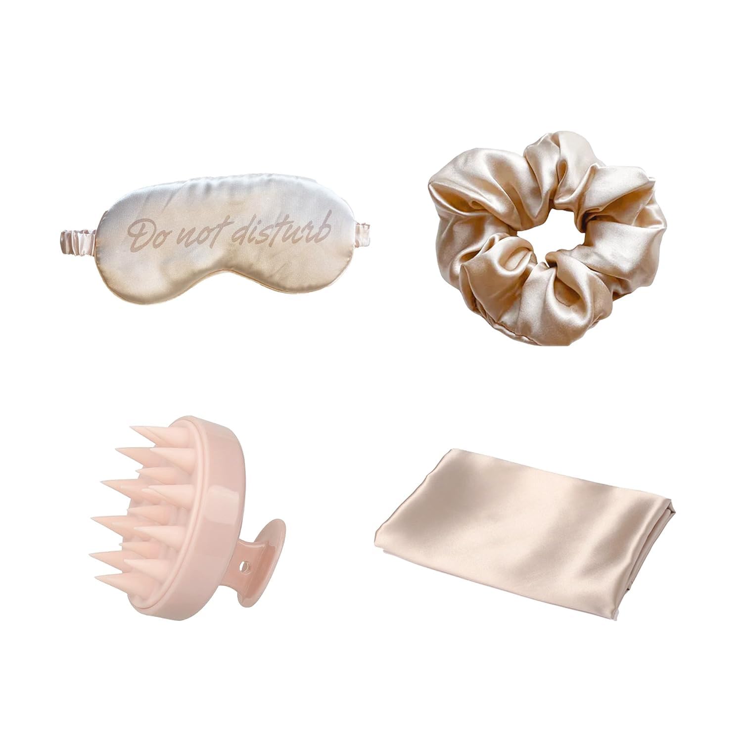 Holler And Glow Bedtime Basics 4-Piece Silky Accessories Set for Hair & Skin