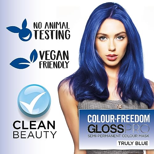 Knight &amp; Wilson Colour-Freedom Gloss Pro 150ml Truly Blue Semi-Permanente Haarfarbe - Ultra-Brillante vegane Farbmaske mit PurePlex | Ammoniakfreie Farbe, hält bis zu 6-10 Haarwäschen